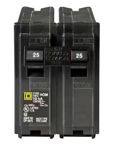 HOM225 - Square D 25 Amp 2 Pole 120/240V Plug-In Circuit Breaker Homeline Series