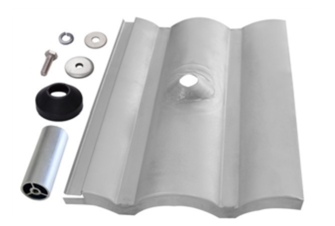 QuickMount, W-Tile Flashing with 4" Post, Mill Finish, QMTR-W4 A