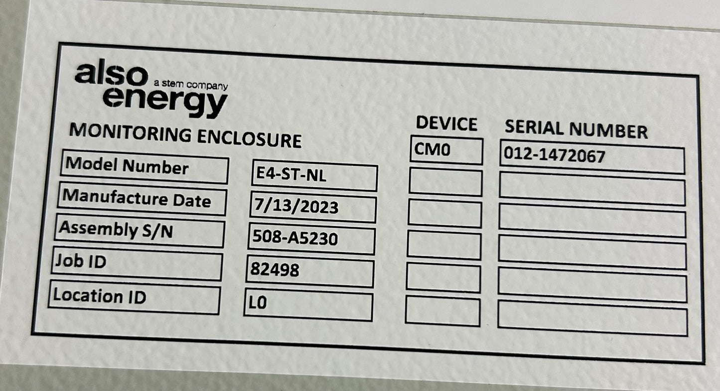 Also Energy Model E4-ST-NL Modem Enclosure