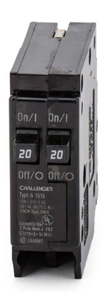 A2020 Challenger 20 Amp 2 Pole 240V Tandem Thermal Magnetic Circuit Breaker
