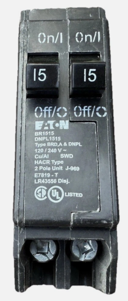 Eaton 15 Amp BR1515 2 Pole Type BRD Circuit Breaker