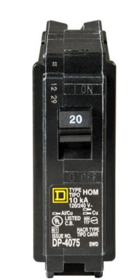 Square D™ Homeline™ 20-Amp 1-Pole Standard Circuit Breaker