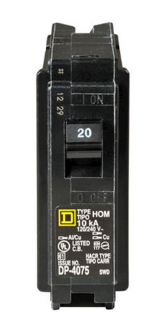 Square D™ Homeline™ 20-Amp 1-Pole Standard Circuit Breaker