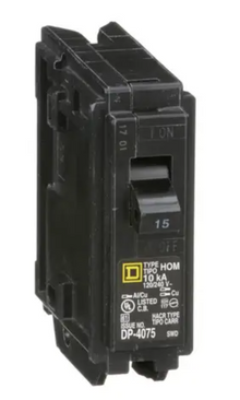 Square D HOM115 Circuit Breaker 120/240V 15A 1P 10kA@120V Plug-In HOMELINE