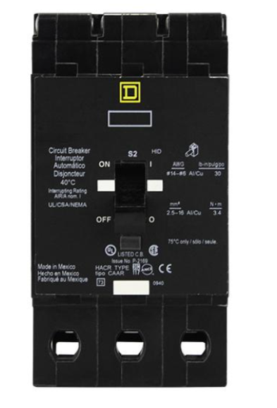 EDB34045 Square D - 3 Pole 45 Amp 480v Circuit Breaker