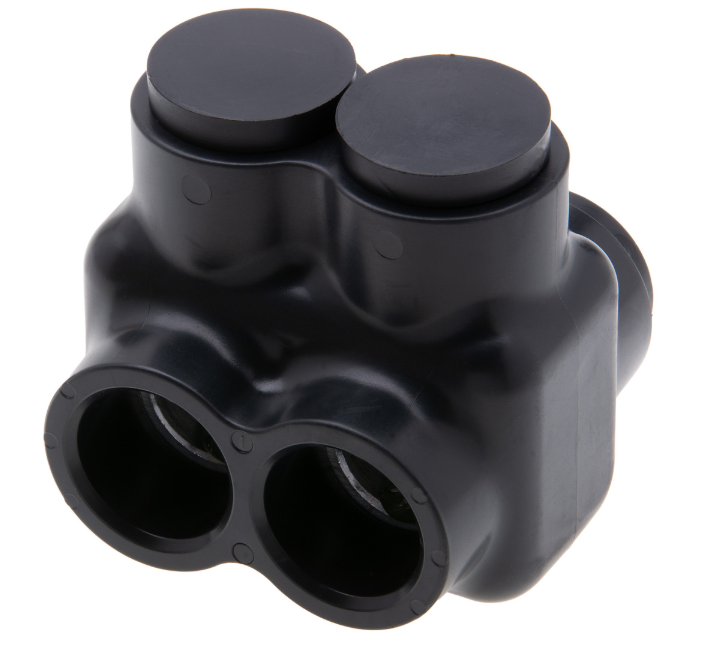 2-Port Black Multi-Tap Pre-Insulated Connector, 3/0 – 6 AWG