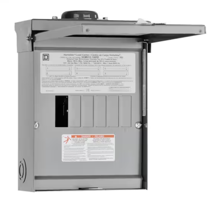 Homeline 100 Amp 6-Space 12-Circuit Outdoor Main Lug Electrical Panel(HOM612L100RB)