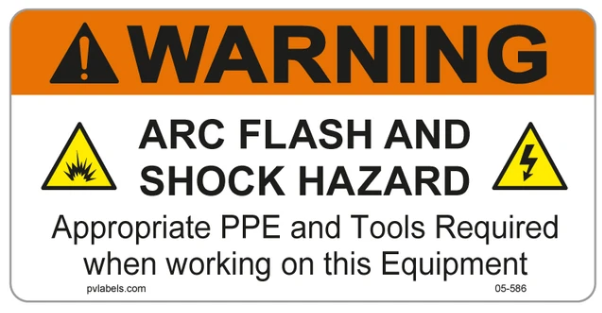 4"X2" FLASH ARC AND SHOCK HAZARD WARNING LABELS