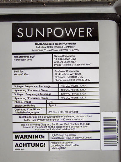 Sunpower TMAC Advanced Tracker Controller, Full Assembly, 110884